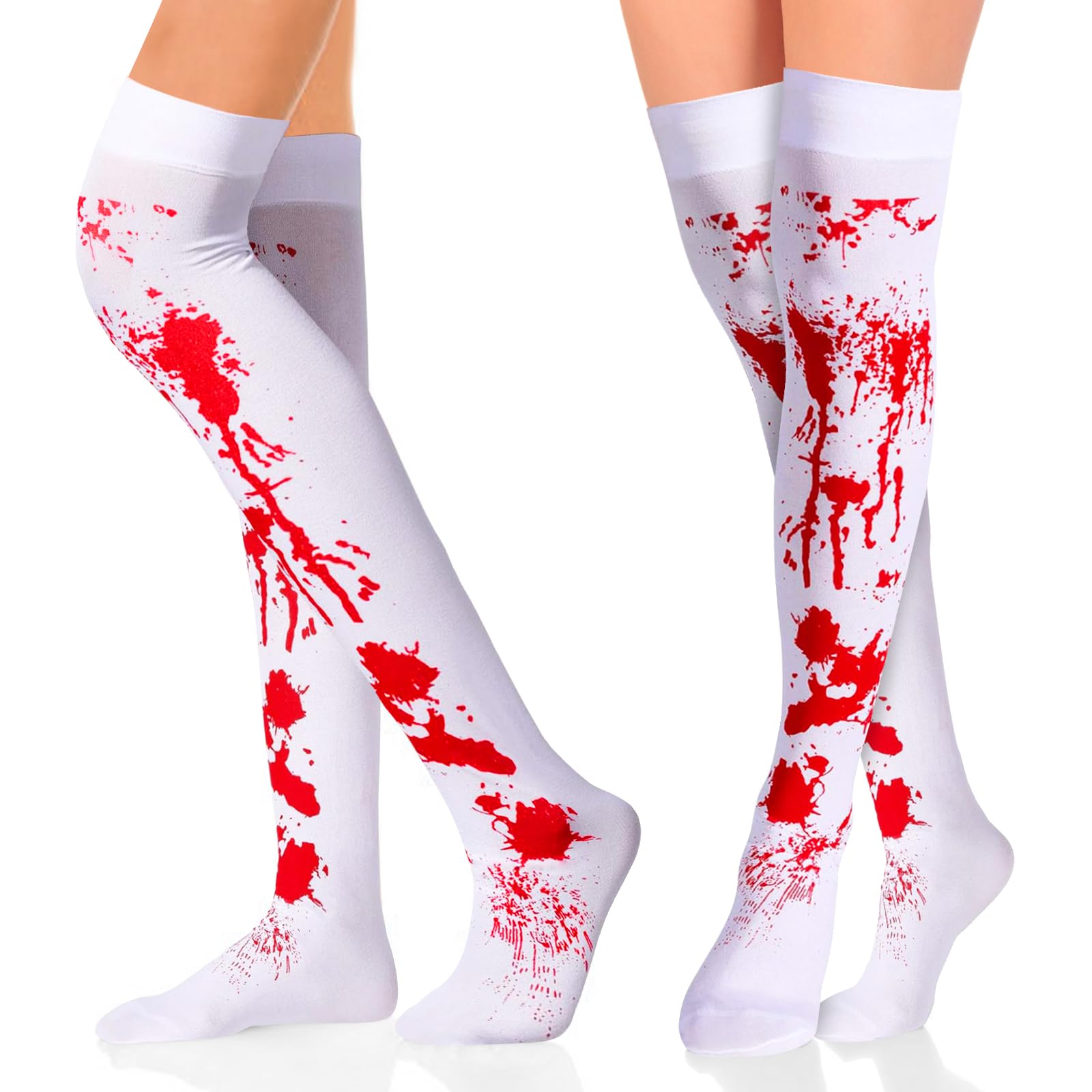 Calcetines De Halloween Con Estampado De Sangre – 2 Pares De Medias Manchadas, Efecto 3D De Sangre, Accesorio De Disfraz Para Mujer