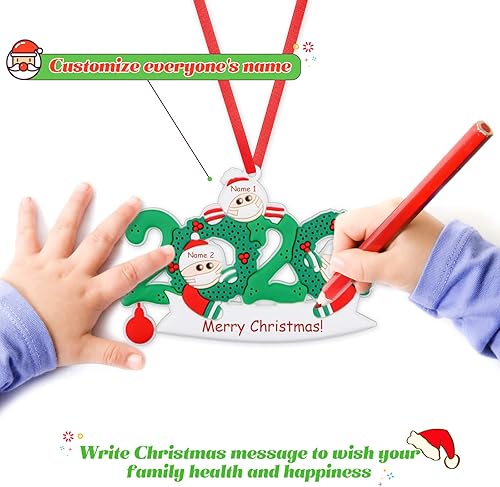 Miniatura 6 de KITWAY Adorno personalizado para árbol de Navidad 2021, recuerdo especial de la familia sobreviviente, decoración de Navidad con nombre de familia,
