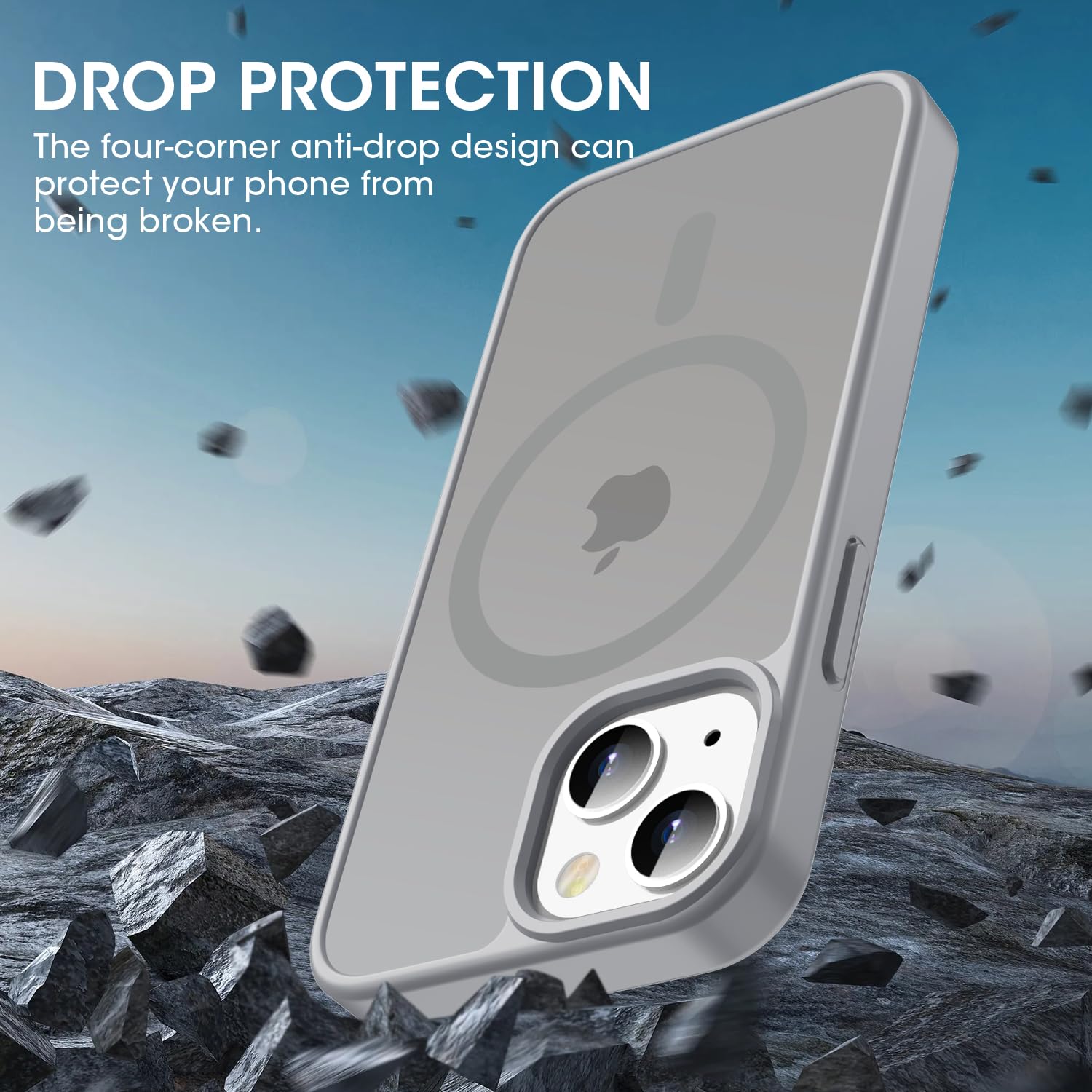 Custodia IPhone 15 6,1″ Magnetica Con Anello Supporto Invisibile – Grigio Titanio, Leggera E Antishock