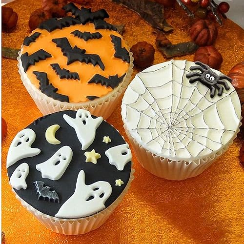 Miniatura 7 de Juego de 6 moldes de fondant para pastel de Halloween, herramientas de decoración de cupcakes de fiesta de Halloween, molde de silicona para