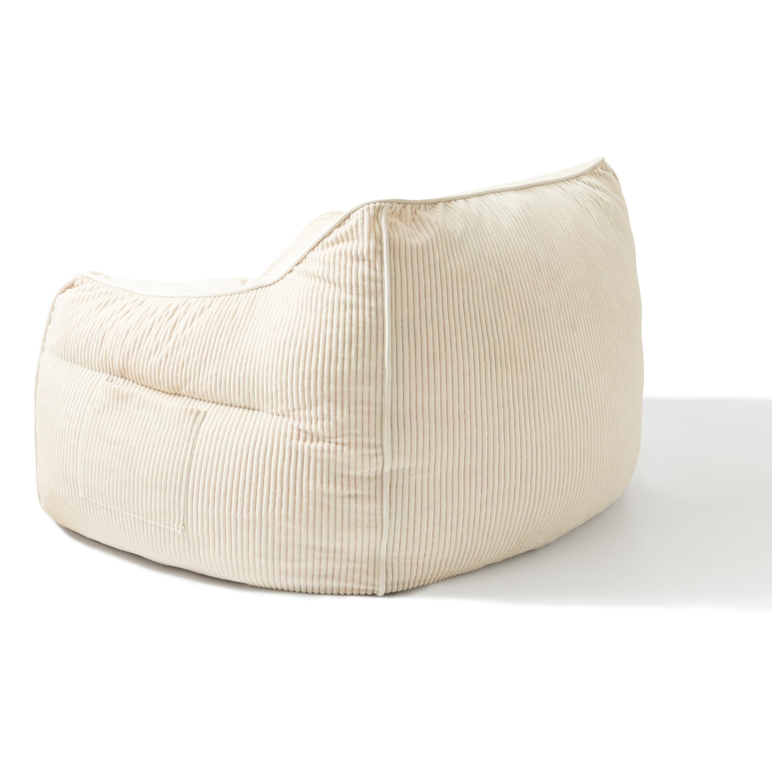 bananair - Puff Gigante de Salón y Habitación en Tela de Pana - Elegante y Cómodo - Puff Pera con Relleno Incluido Ideal para Crear un Ambiente Acogedor (Blanco Roto)