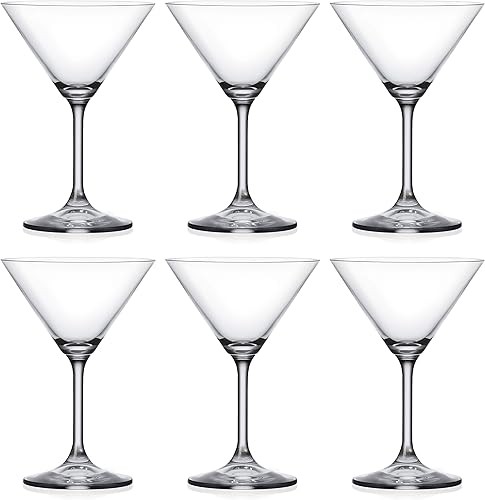 Barski Martini - Vasos de vidrio transparente clásico - Juego de 6 fabricados en Europa - 8 onzas