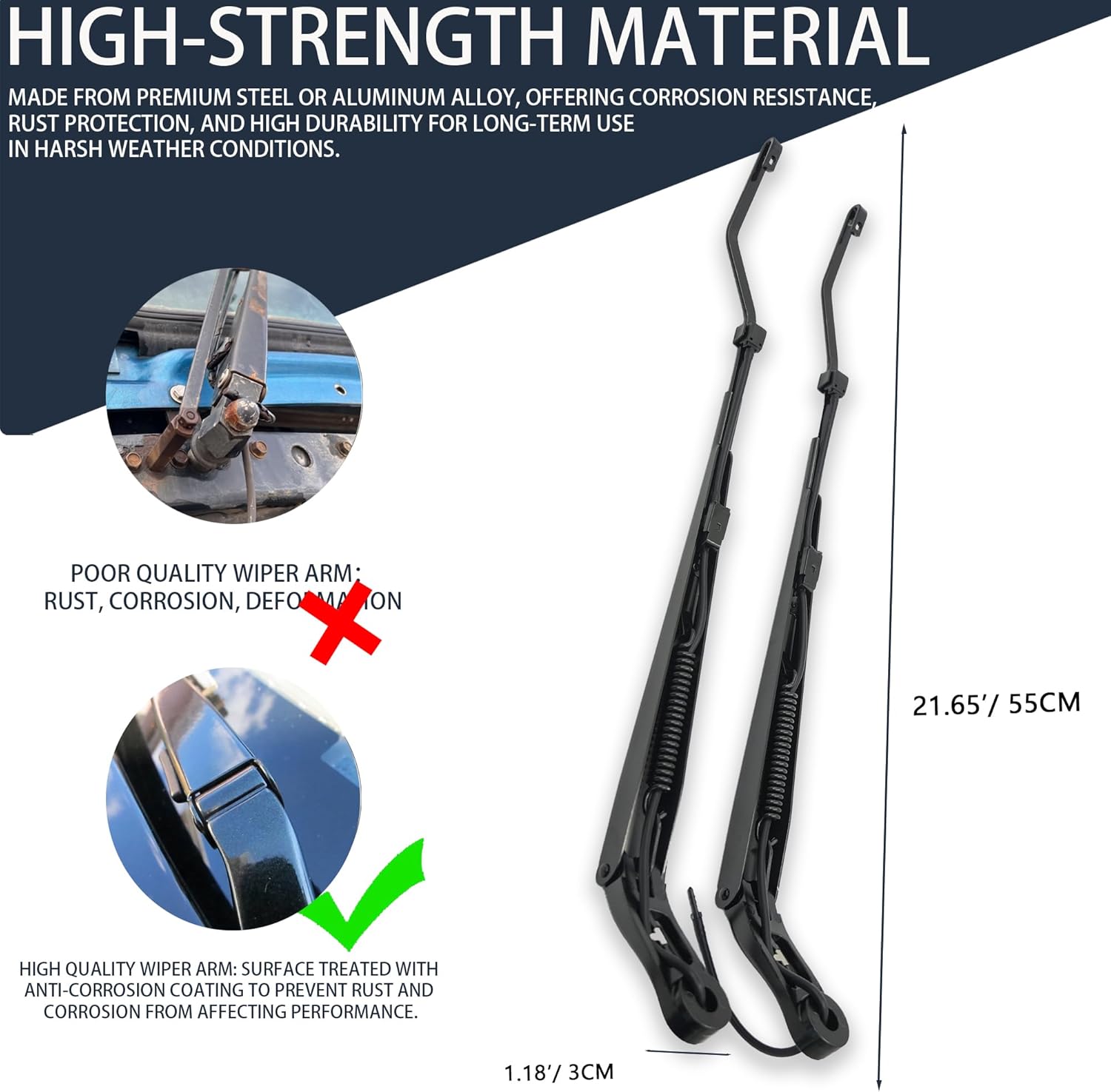 42370 42371 1 Pair Windshield Wiper Arm Compatible with Chevrolet GMC Cadillac 2008-2013 Avalanche Suburban Yukon XL 1500 2500 Tahoe 2008-2014 Escalade ESV EXT Replace OE 22917501 20788071