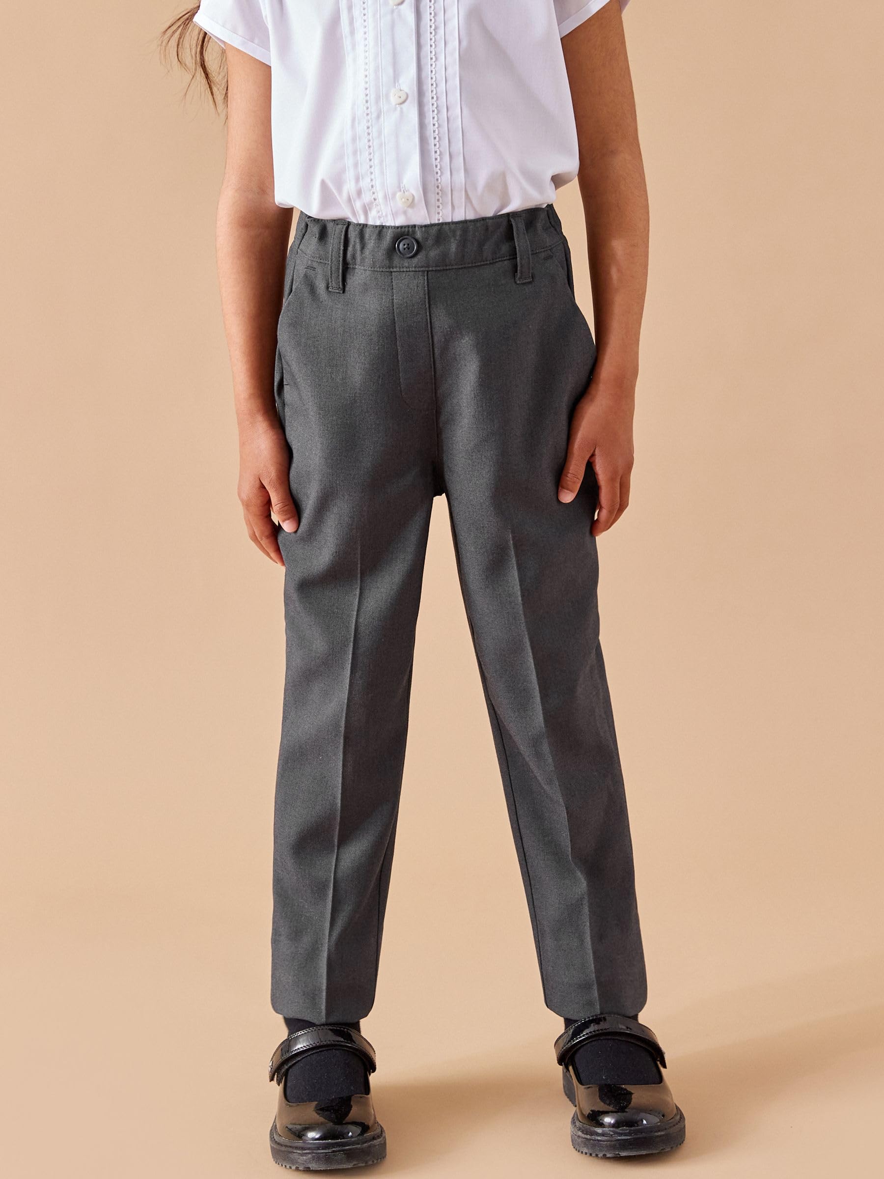 NEXT Niñas Pantalones Escolares sin Cierres con Parte Delantera Lisa