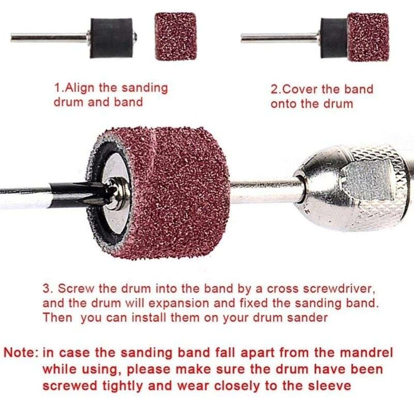 384Pcs Sanding Drums for Drum Sander, Drum Sander Sanding Sleeves and 24 Pieces Drum Mandrels for Dremel Rotary Tool