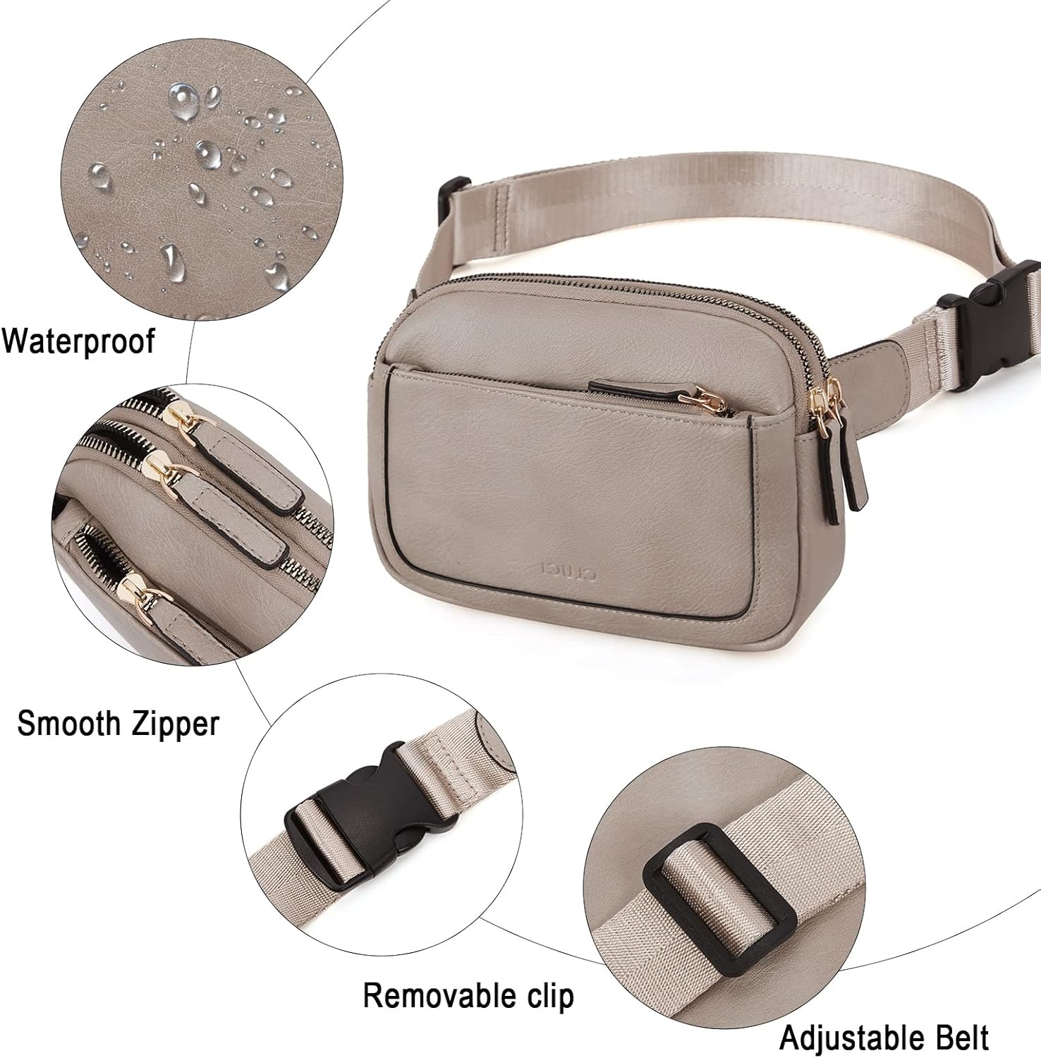 CLUCI Fanny Packs for Women Cross body, Belt Bag for Women, Mini Everywhere Crossbody Waist Bag Adjustable Strap, Vegan Leather Women's Fanny Pack