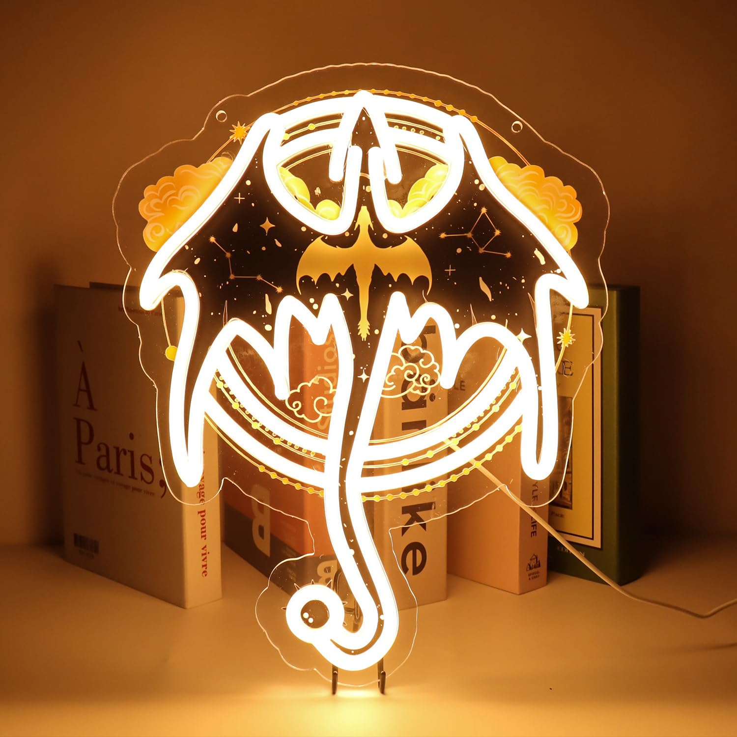 GleamNeon Fourth Wing Neon Sign, Basgiath War College LED, Violet
