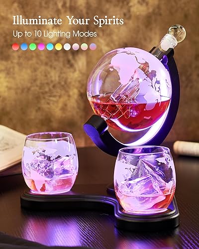 Miniatura 3 de Gifts for Men Dad, Kollea Unique Light Up Whiskey Globe Decanter Sets with 7 RGB Colors, Cool Christmas Birthday Gift for Men, Funny Anniversary