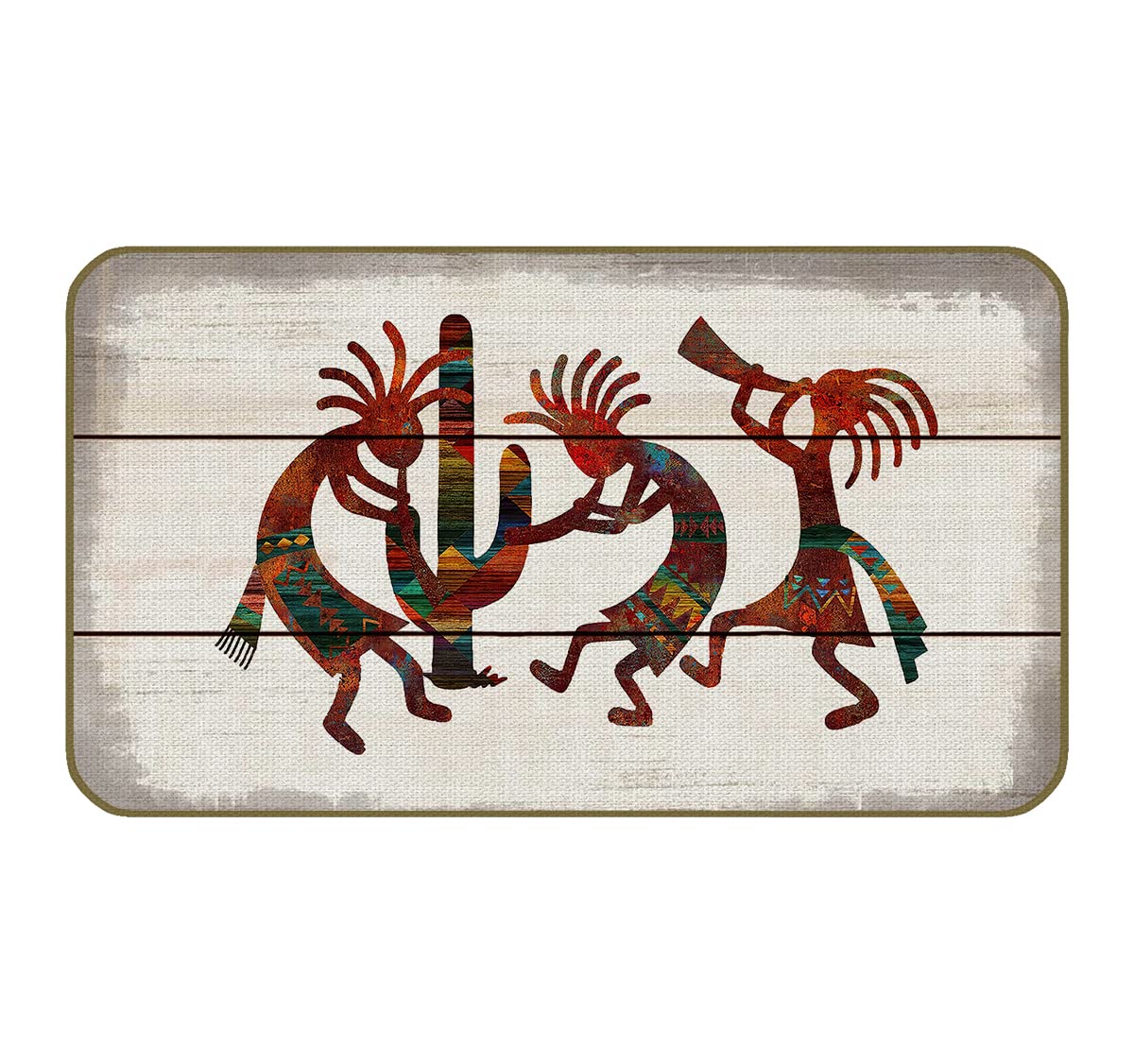 UINHMOP 17''×30'' Southwest Native American Kokopelli Abstract Art Decorative Doormat,Retro Tribal Inspired Theme Welcome Floor Mats,Farmhouse Decor