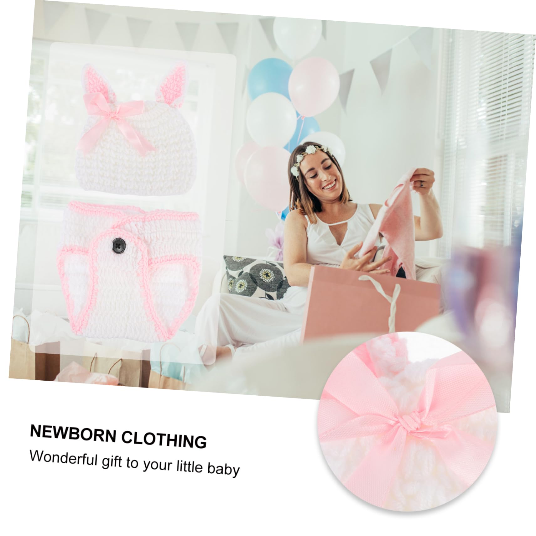 Happyyami 4juegos Conjunto De Fotografía De Recién Nacido Gorro y Pantalones De Conejo Accesorios para Sesiones De Fotos Traje De Ganchillo para Bebés Ropa Creativa para Cumpleaños