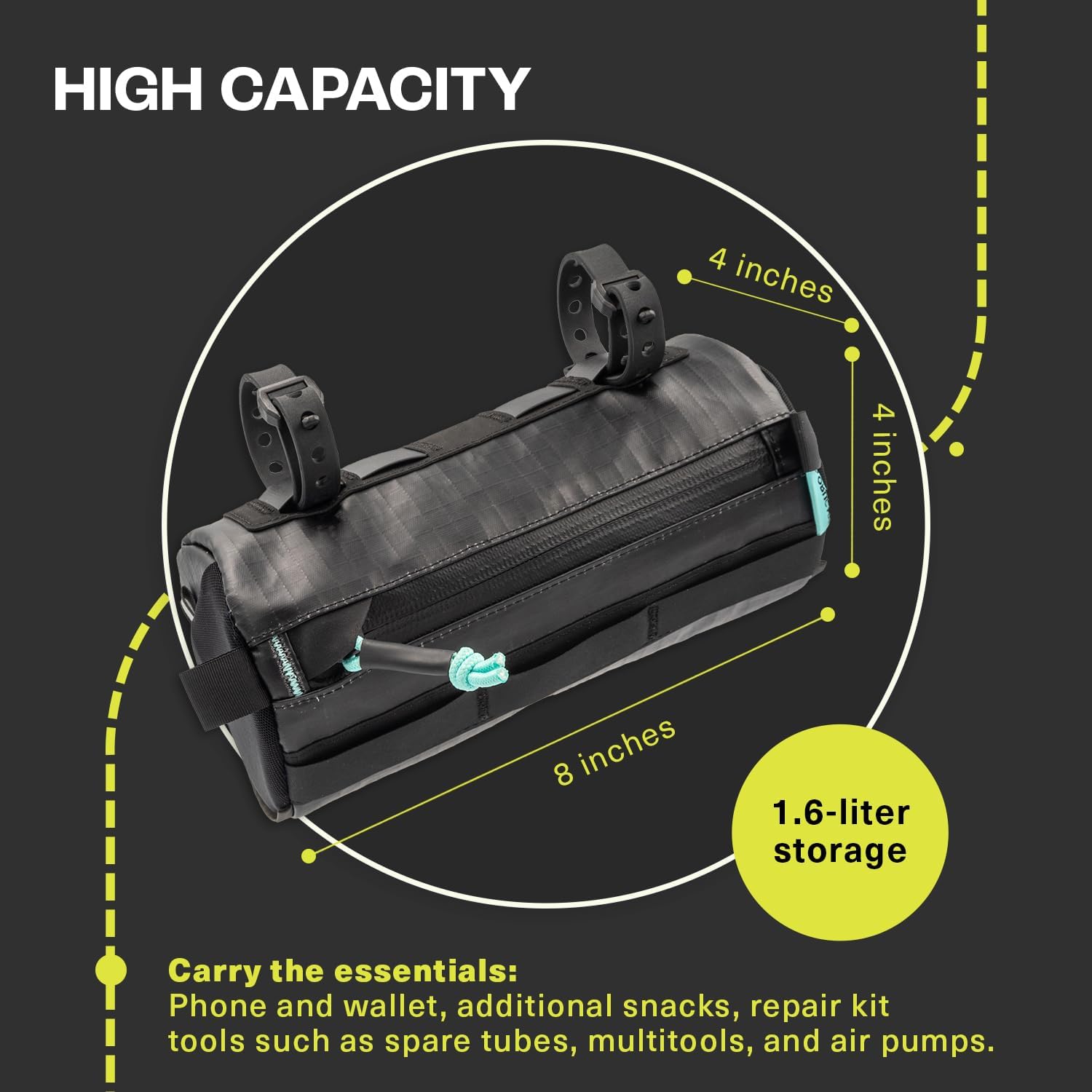 ORUCASE Smuggler HC Handlebar Bag – Premium Bike Handlebar Storage for Road, Gravel & MTB – Waterproof Recycled TPU Ripstop, Insulated, High-Structure Bar Bag – 1.6L - Black