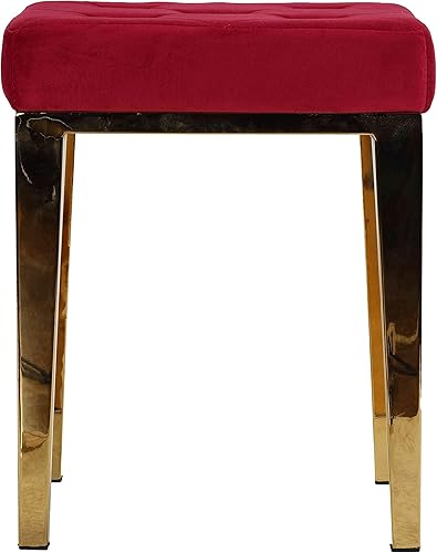 Miniatura 4 de Cortesi Home Leeds - Otomana cuadrada de tocador en terciopelo rosa, 14.5 pulgadas