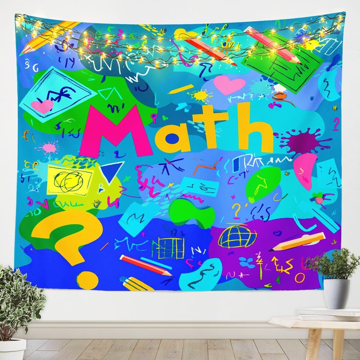 Erosebridal Math Tapestry Computing formula Tapestries for Kids Boys,Watercolor Geometric Art Wall Hangings Art Numbers Mathematical formula Wall Art,Back To School Supplies Dorm Room Decor