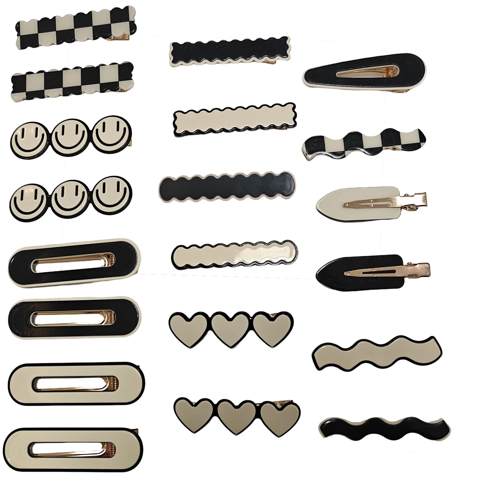 20 Pcs Black White Checkered Cute Hair Clips for Women