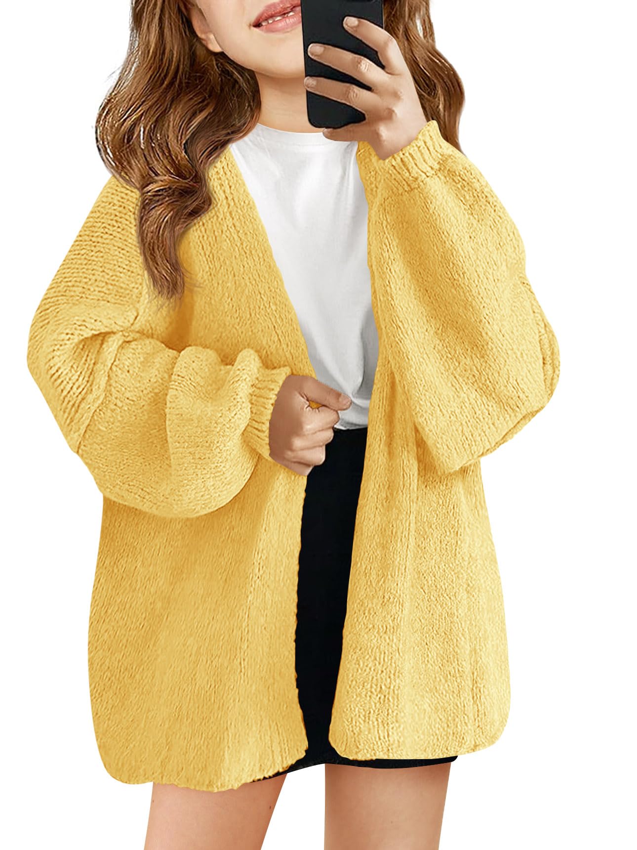 Haloumoning Cardigan oversize per ragazze maglioni per bambini aperto