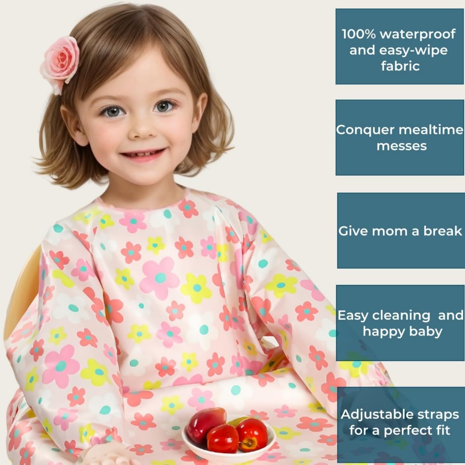 norinori Baby Bibs with Long Sleeves Specialized for Use in High Chair for 6 to 36 Months Toddlers - Image 3