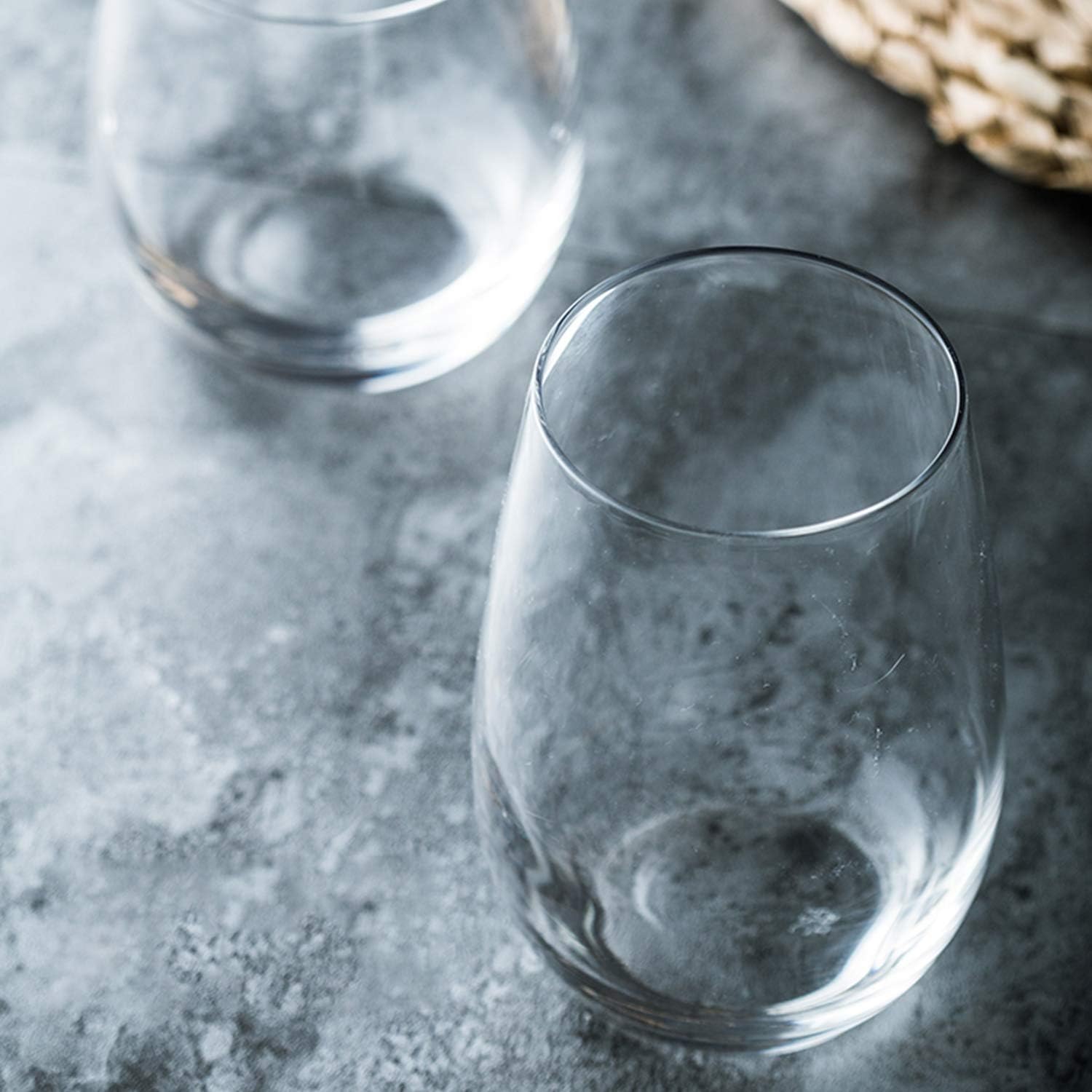 Encheng Clear 20oz Stemless Wine Glass,Large Cup For Enhanced Aeration with Durable Chip Resistant Rim For White Wine,Beverage Cups For Red Wine,Sleek Modern Drinking Tumbler Drinking Glass 8pack