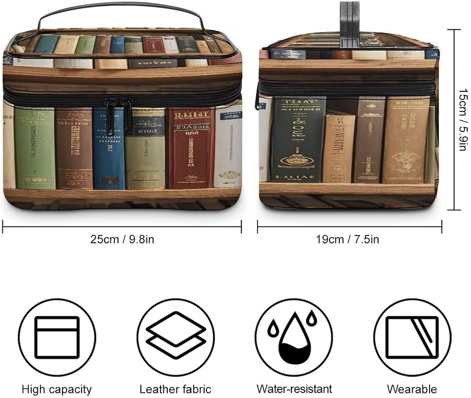 Books on The Bookshelf Travel Makeup Bag Cosmetic Bag Toiletry Bags image 2