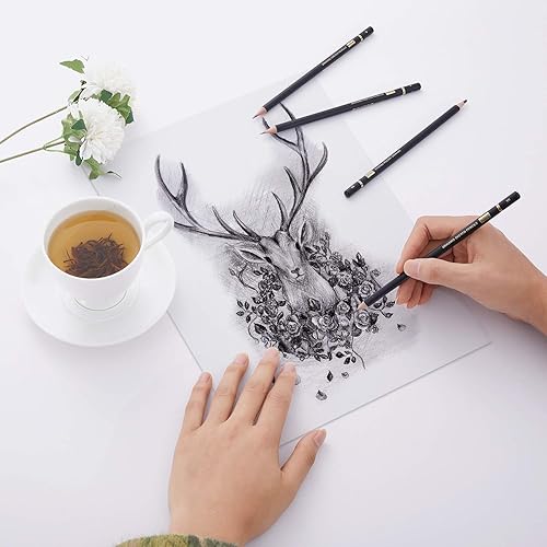 Miniatura 6 de MARKART Juego de lápices de dibujo profesional – 14 lápices de grafito de dibujo artístico (12B - 4H), ideal para dibujar arte, dibujar, sombrear,