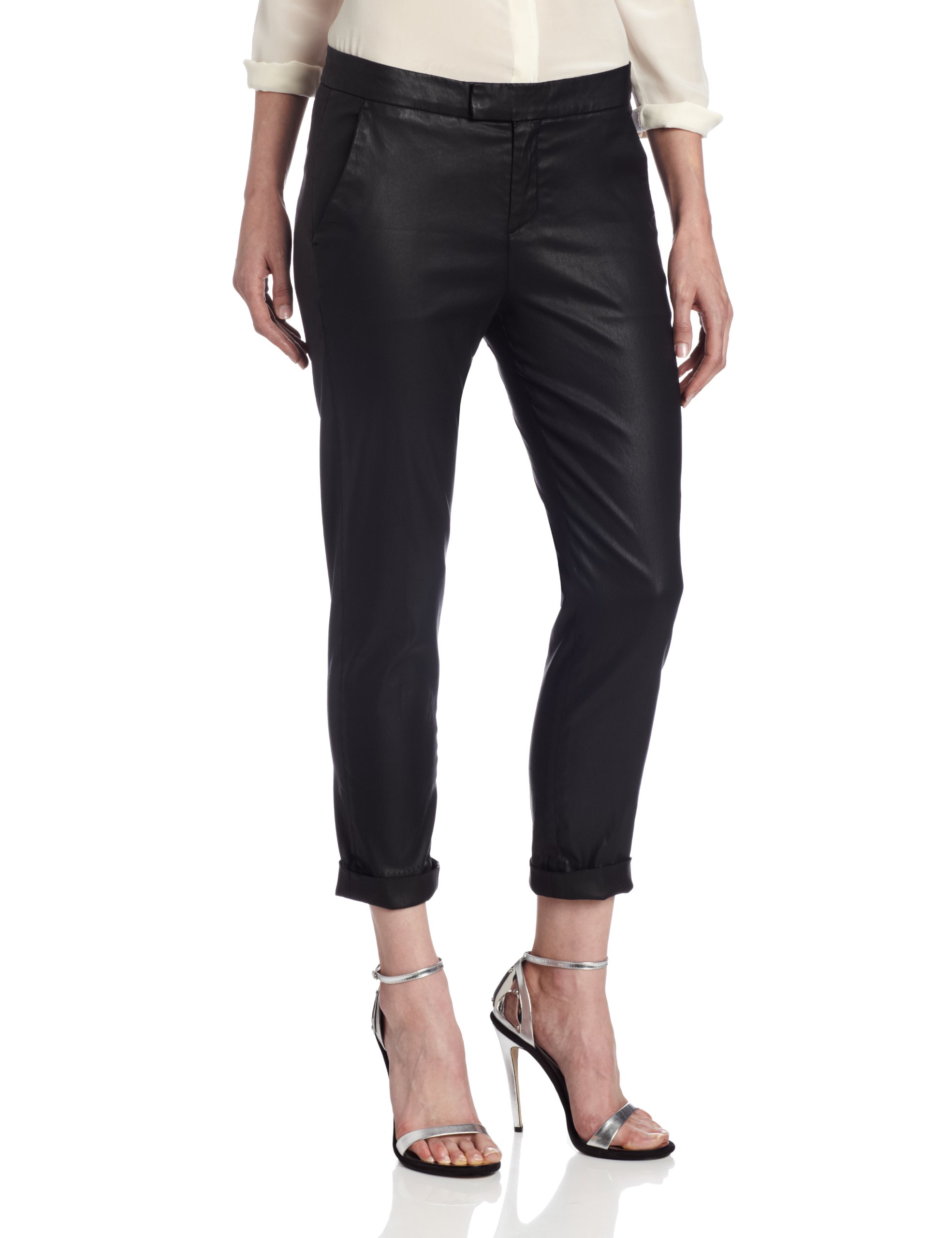 7 For All Mankind Women's Slim Chino in Coated Black