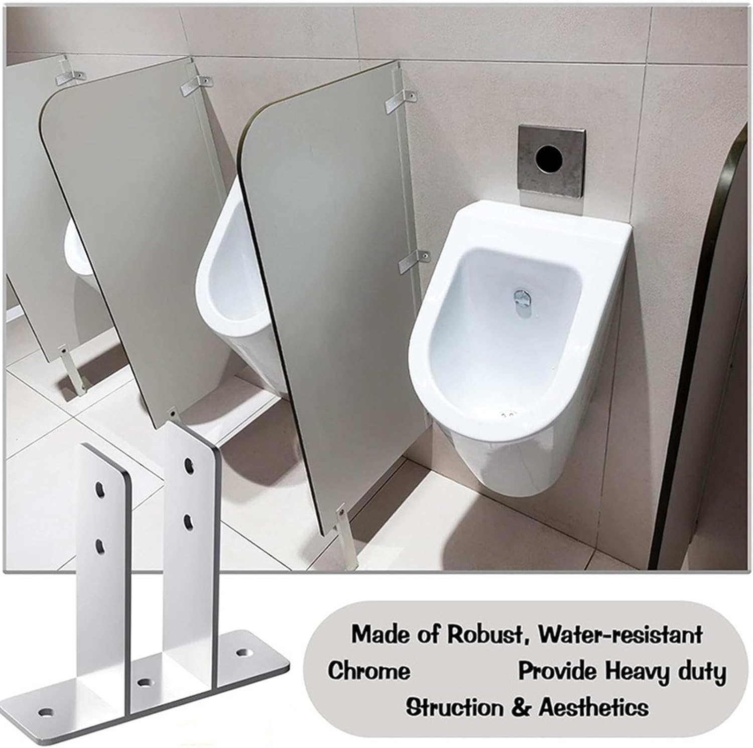 4 Piece Water Brackets with Mounting Accessories for Simple Urinal Divider Panel Install in Humid Srong Partition Bracket