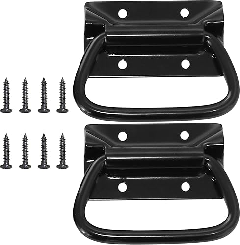 GLE2016 Tiradores de acero inoxidable para caja de herramientas de elevación del pecho de la puerta de 4 pulgadas (paquete de 2, negro)