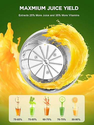 Miniatura 4 de Máquina exprimidora, exprimidor de 1200 W con canal de alimentación de 3 pulgadas para frutas enteras y verduras, extractor centrífugo de jugo de