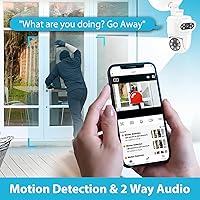 Vista 5 de Olafus 2K Dual Lens Security Camera Outdoor, 360° Auto Tracking, 5500LM Floodlight, Color Night Vision, Motion Detection, 2-Way Audio, Alexa/Google