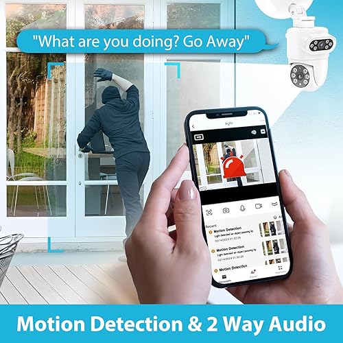 Miniatura 5 de Olafus Cámara de seguridad de doble lente 2K al aire libre, seguimiento automático de 360, reflector de 5500 lm, visión nocturna a color, detección