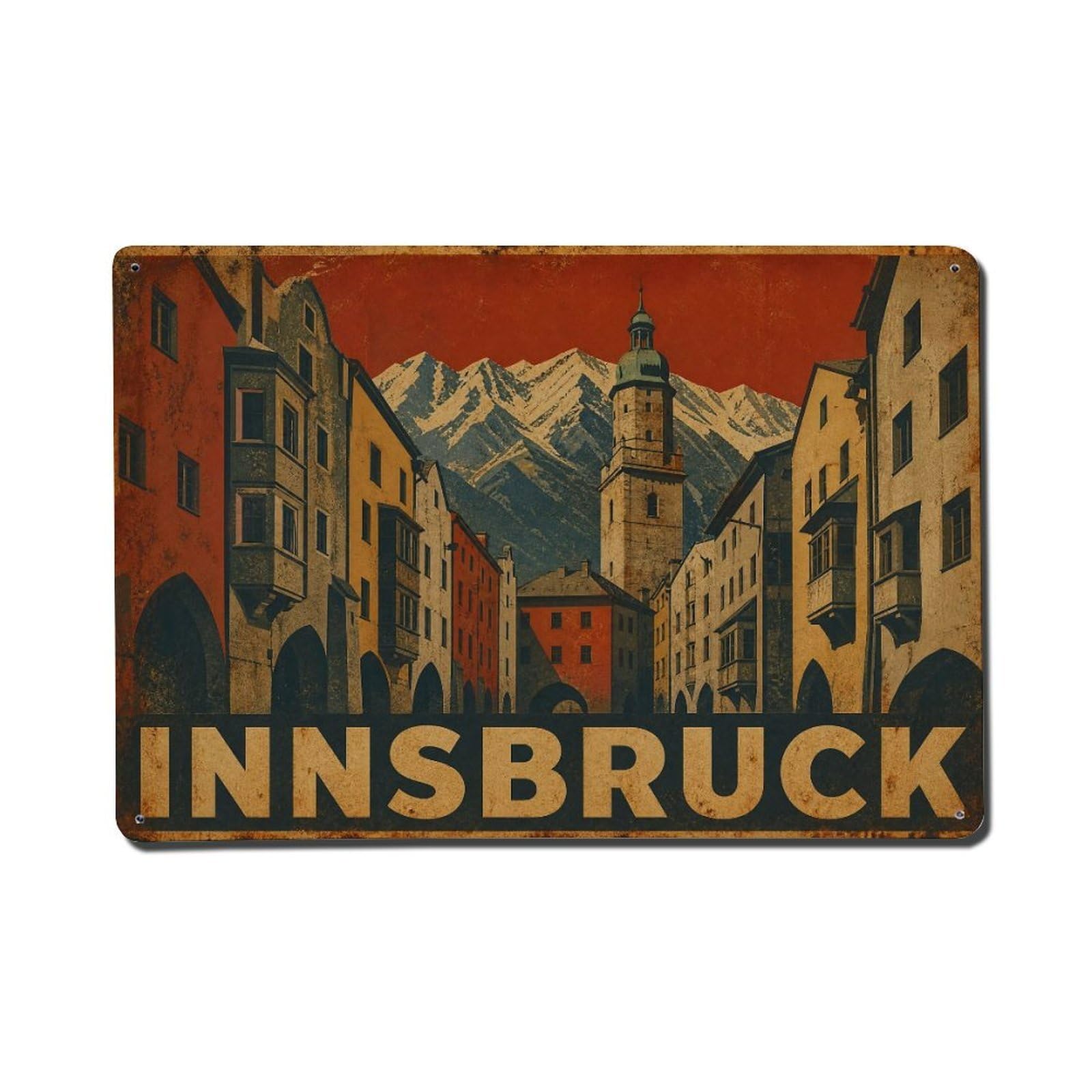 Vintage Travel Innsbruck Old Town Austria Metal Tin Sign