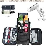 Buruis Extra Large Toiletry Bag for Men, Travel Toiletry Organizer Dopp Kit Water-resistant Shaving Bag, PU Leather Cosmetic Organizer Bathroom Shower Bag for Toiletries, Grooming, Accessories (Black)