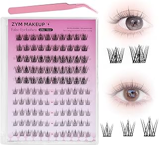 MASSMOT 110PCS False Eyelashes, Self Adhesive Eyelashes, Wispy Handmade Fake Eyelashe, No Glue Needed Tweezers included