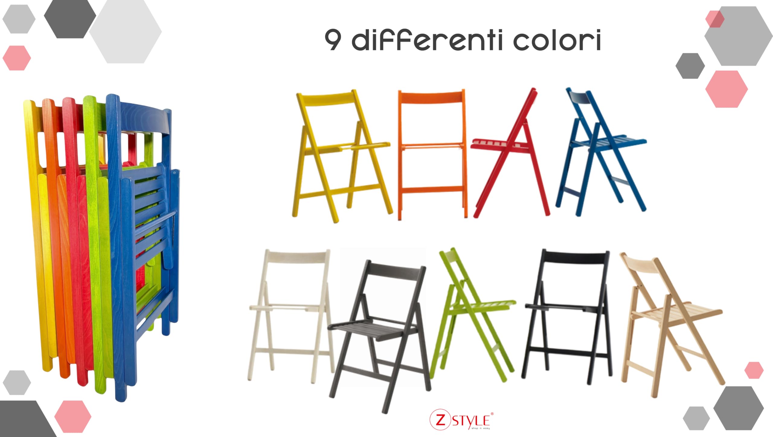 ZStyle Sedia Pieghevole Legno Colorata Salvaspazio Da Giardino Terrazzo Richiudibile Balcone Bar Ristorante Leggera Campeggio Sala Da Pranzo Cucina Legno Massello Di Faggio (4, Giallo)