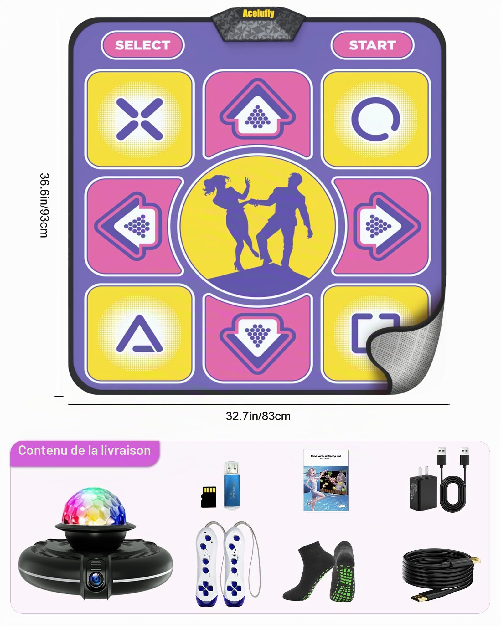 Tapis de danse antidérapant avec caméra pour TV, manette sans fil, jeu amusant pour enfants et adultes, cadeaux pour filles et garçons