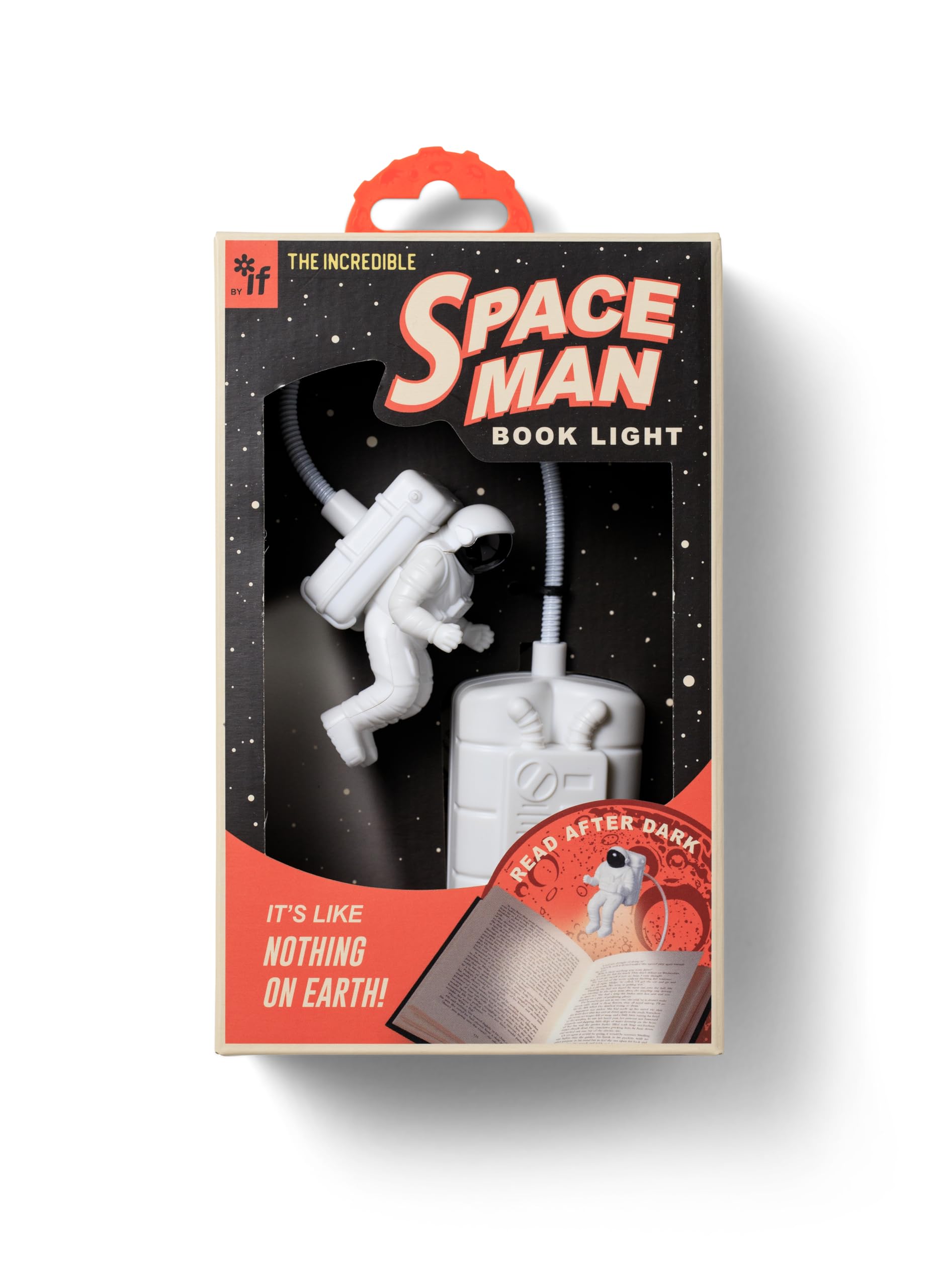 IF Spaceman Book Light - Dimmable LED Night Light - Fun 3D Spaceman Lamp - Portable Clip-On Design, with Adjustable Brightness - 3 LEDs, Flexible Neck, AAA Batteries Included, Astronaut Space Decor