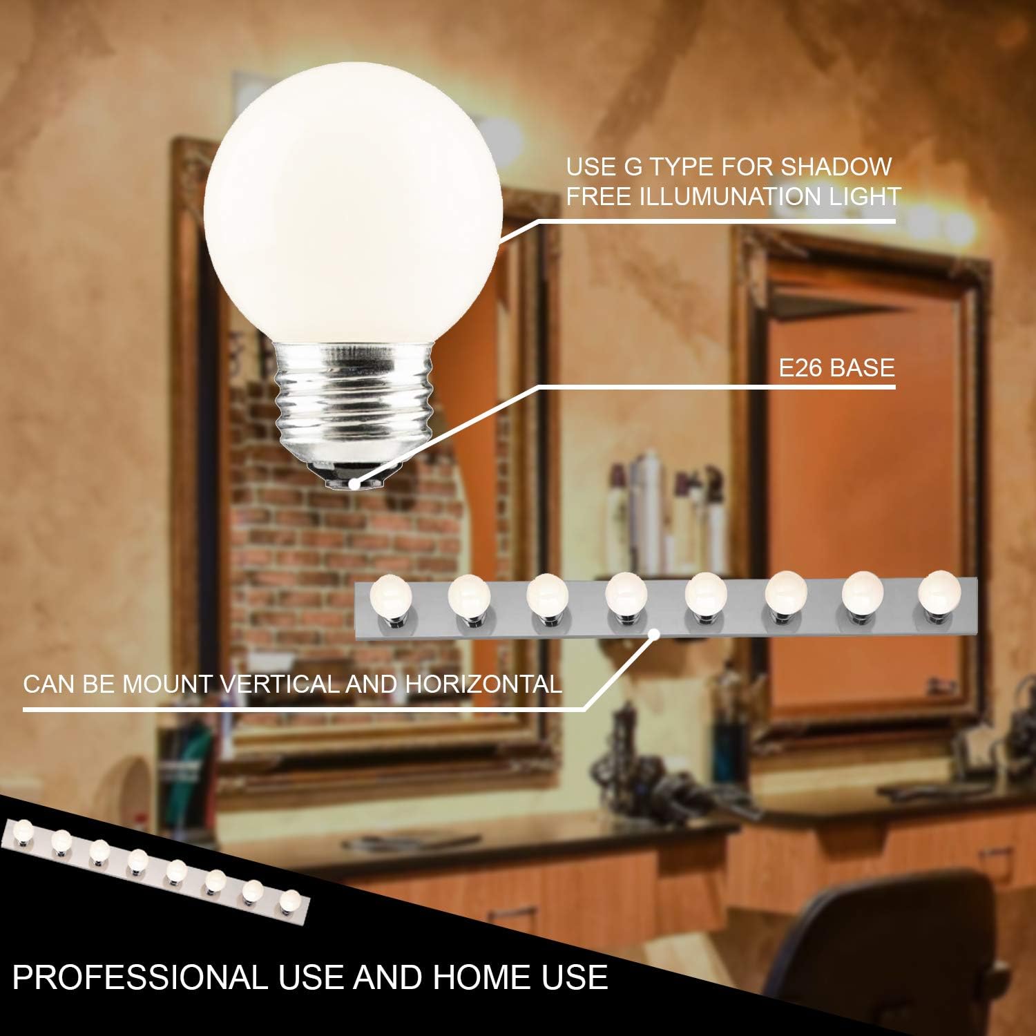 DYSMIO Lighting Eight Light Vanity Strip - Hollywood Style Mirror Fixture with Brushed Nickel Plates – Salon-Grade Accessories for Bedroom, Bathroom, Dressing Room, Makeup Studio - 48" 8 Light 2 Pack