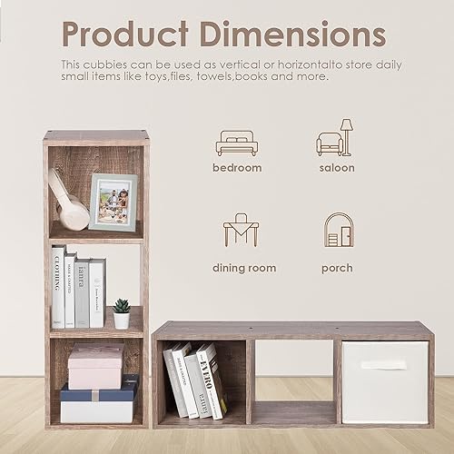 Miniatura 4 de PACHIRA E-Commerce Estante de almacenamiento abierto de 3 niveles de EE. UU., organizador moderno de cubos o estantería para sala de estar,