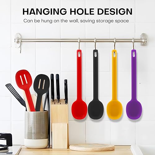 Miniatura 5 de Cuchara mezcladora de silicona para cocinar, cuchara de servir antiadherente, utensilio de cocina, resistente al calor para hornear, agitar, rociar