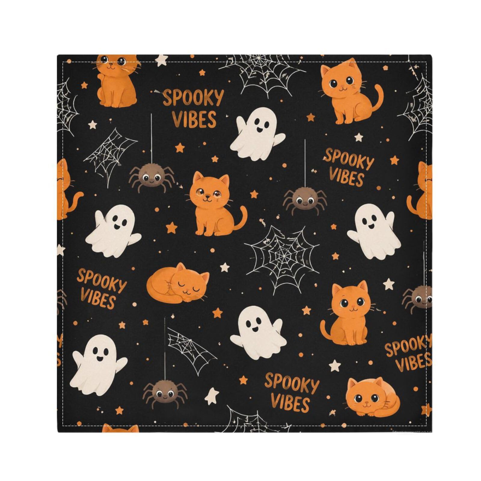 Ttgoth Halloween Boo Cloth Napkin Set of 4 Washable & Reusable Dinner Napkins for Dining Table, Banquets, Wedding, Party, 50x50 cm