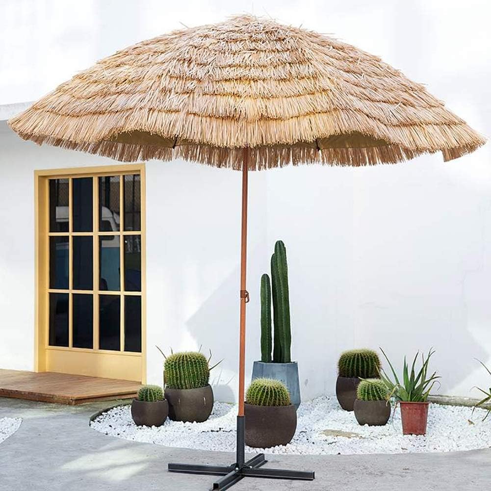 Parasol Garden Umbrella Tropical Straw Parasol Umbrella, Pool Patio Waterproof Tilt Umbrella for Travel Sun and Outdoor, 240Cm/280Cm Sun Shade