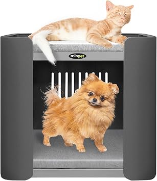 Pet Penthouse - Premium Pet Condo for Superior Comfort - Stylish Design -Convenient & Cozy for Indoor/Outdoor Pets - Durable & Safe Pet Beds with Ventilation Med Gray/Dark Gray, Condo
