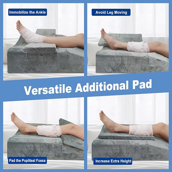 Knee Extender Elevation Pillow for After Surgery Recovery, Memory Foam Leg Pillow for Knee Replacement Surgery, Height Adjustable Cushion for Lower Back Hip Ankle Sciatica Pain Relief