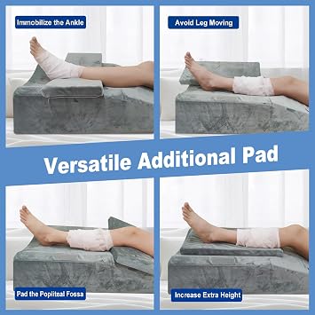 Knee Extender Elevation Pillow for After Surgery Recovery, Memory Foam Leg Pillow for Knee Replacement Surgery, Height Adjustable Cushion for Lower Back Hip Ankle Sciatica Pain Relief