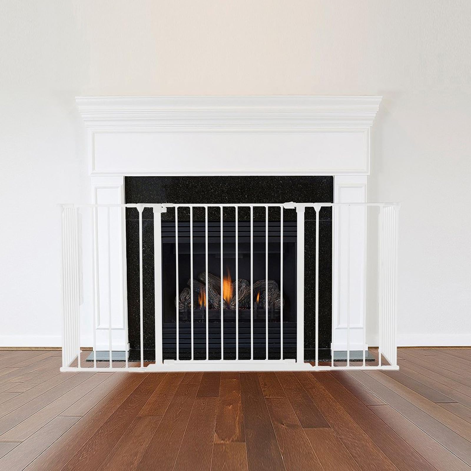 Safetots White Multi Panel Fire Surround, 77Cm Deep X 138Cm Wide, 70Cm Tall, Child And Pet Fire Safety, Baby And Toddler Fire Guard, Safety Barrier For Fireplaces, Easy Installation