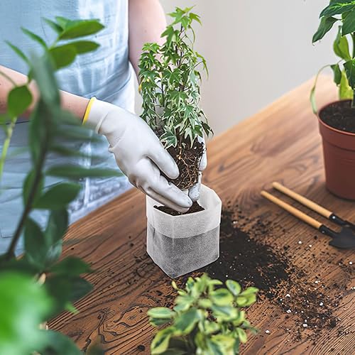 Miniatura 5 de Augshy Bolsas de cultivo para guardería, 200 bolsas no tejidas para vivero, bolsas de plantas para plantar vegetales, flores, árboles frutales,