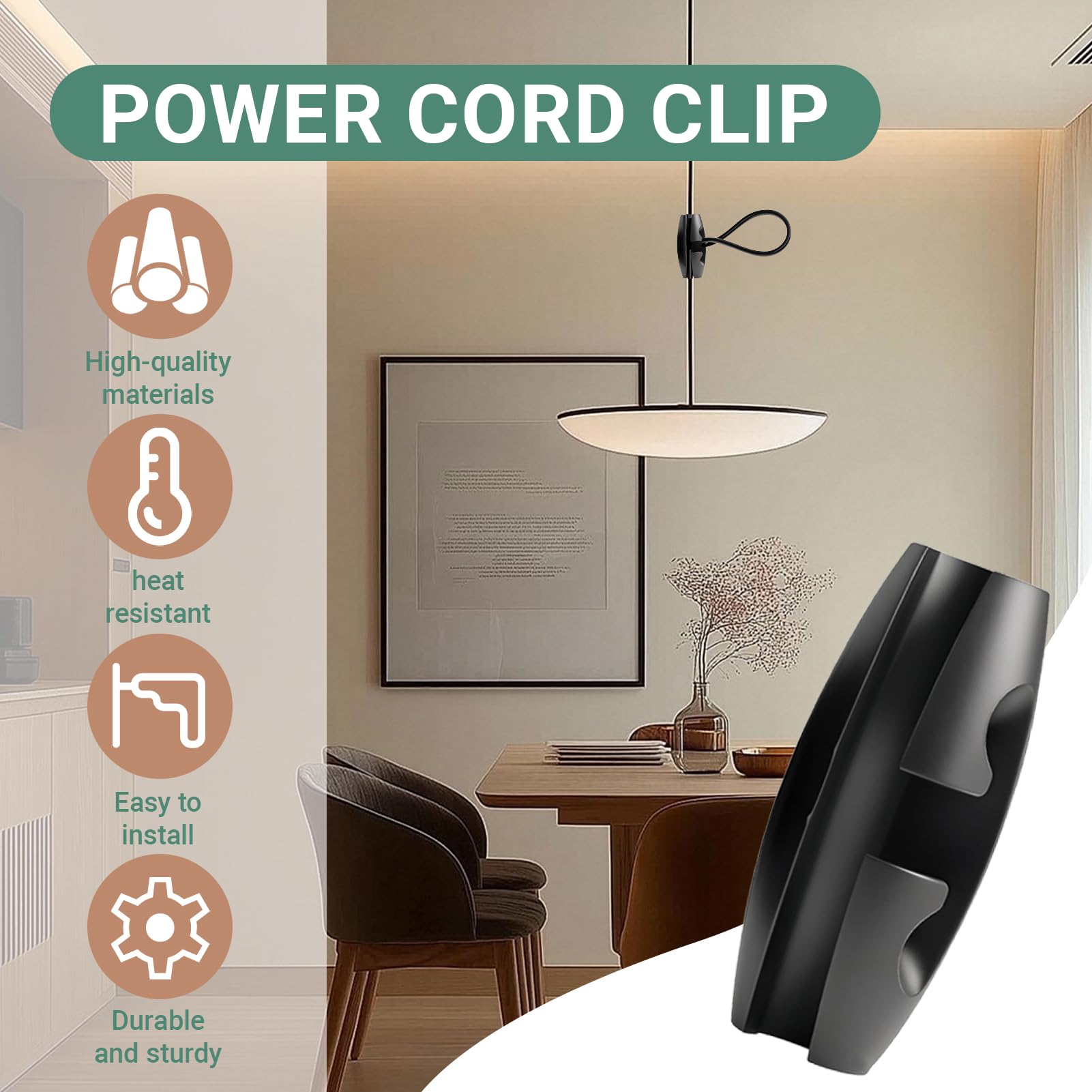 2 Pezzi Accorciacavo per Lampadari, Regolatore di Lunghezza del Cavo di Illuminazione, Compatibile con Diametro Cavo 6,5-7,5 mm (Nero)