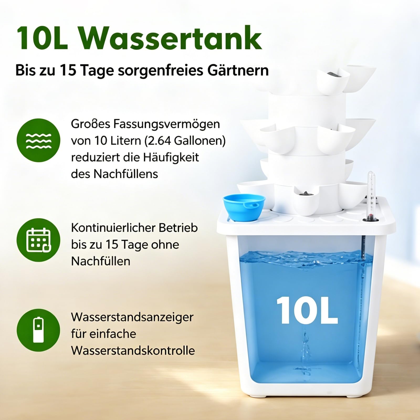 Vertikaler Hydroponischer Turm, Home Smart Gemüseanbauer, Torffreier Salat-Anbauturm, 45 LöCher Hydroponic Growing System Rain Shower Columns