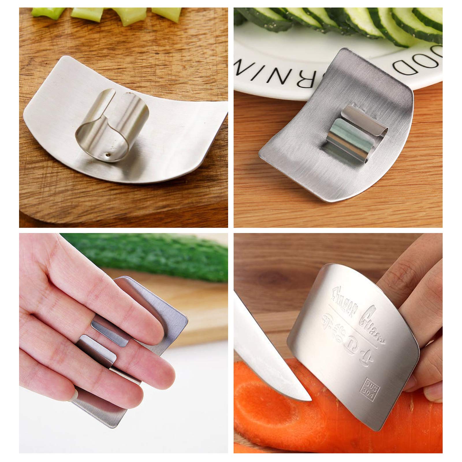 Protege Doigt Cuisine, 2 Pcs Protège-Doigts en acier inoxydable 304 pour éviter de vous blesser lors de la découpe des aliments