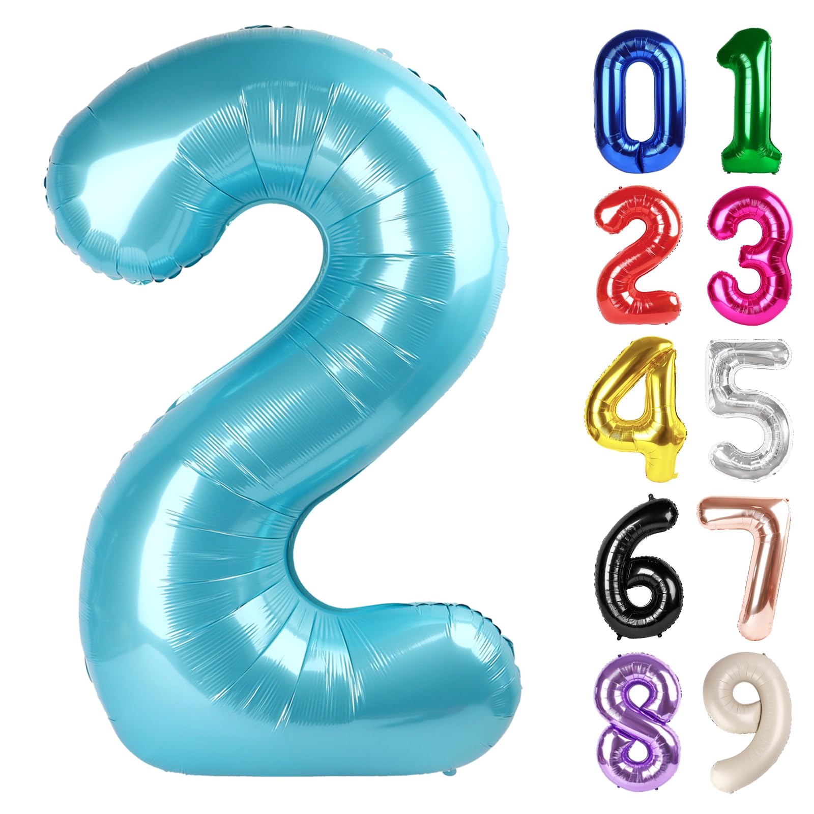 Photo 1 of KEXINGTUO Number 2 Balloon, Pearlescent Blue, 40 Inch