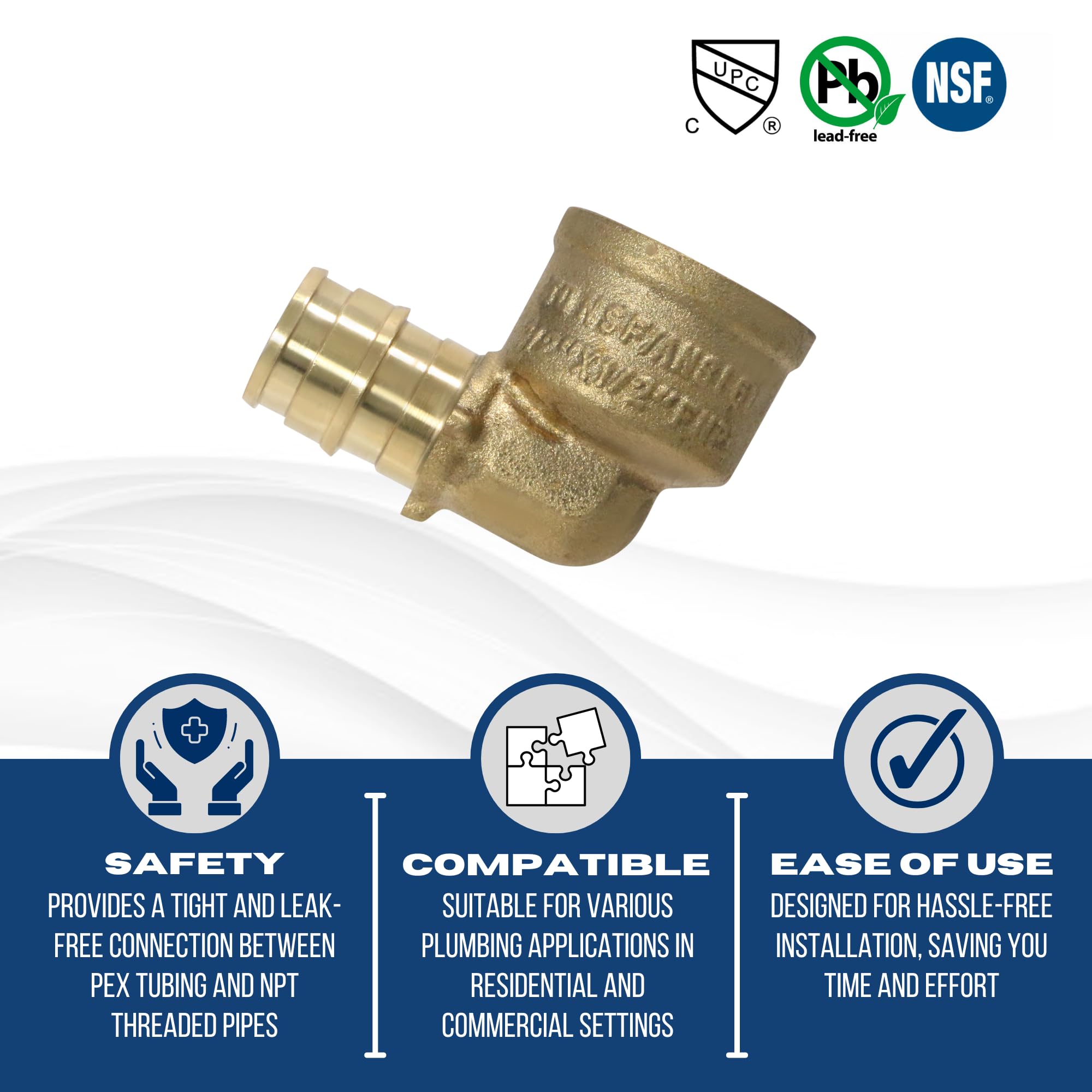 10 piezas de codo hembra XFITTING de 0.5 pulgadas Pex A x 0.5 pulgadas, codo de expansión F1960